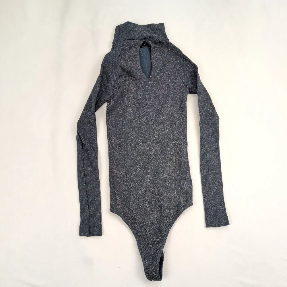 Free People Metallic‎ Turtleneck Long-Sleeve Bodysuit XS